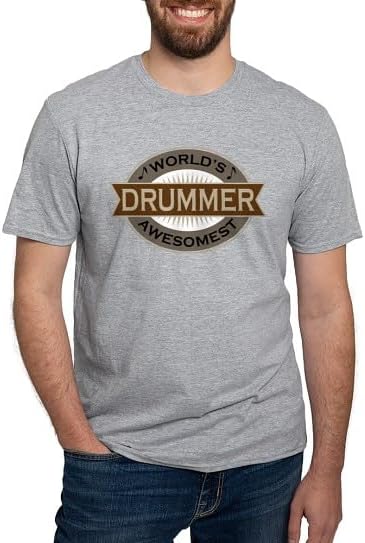 CafePress Awesome Drummer Men's Fitted T Shirt (Dark) Men's Semi-Fitted Classic Cotton T-Shirt - Heather Gray
