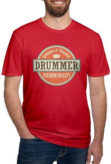 CafePress Drummer Music Fitted T Shirt Men's Semi-Fitted Classic Cotton T-Shirt - Red
