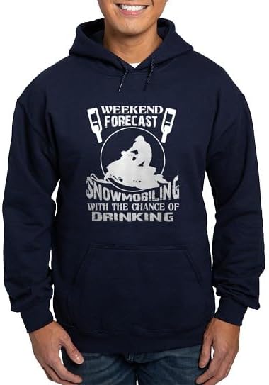 CafePress Weekend Forecast Snowmobiling T Shirt Sweatshirt Men's Hooded Sweatshirt - Navy