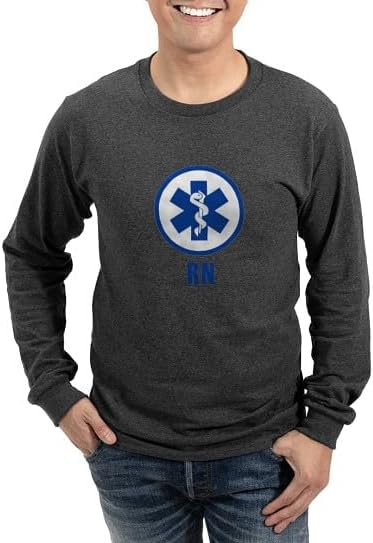 CafePress Registered Nurse Blue Long Sleeve T Shirt Unisex Cotton Long Sleeve T-Shirt - Charcoal