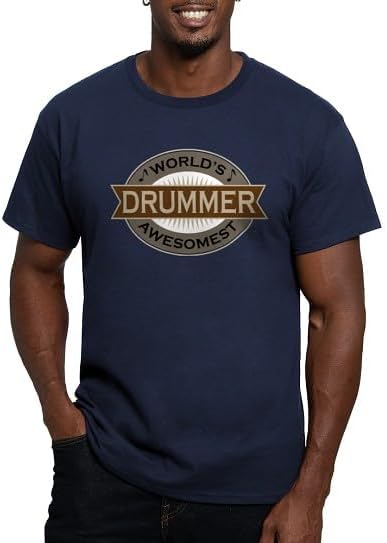 CafePress Awesome Drummer Men's Fitted T Shirt (Dark) Men's Semi-Fitted Classic Cotton T-Shirt - Navy