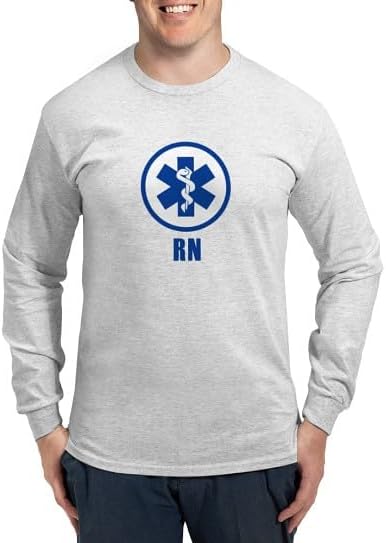CafePress Registered Nurse Blue Long Sleeve T Shirt Unisex Cotton Long Sleeve T-Shirt - Ash Gray