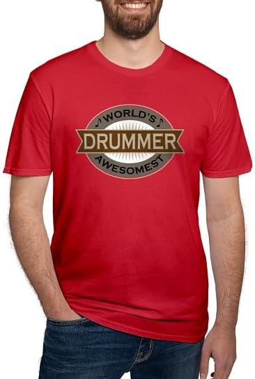 CafePress Awesome Drummer Men's Fitted T Shirt (Dark) Men's Semi-Fitted Classic Cotton T-Shirt - Red