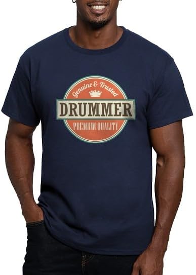CafePress Drummer Music Fitted T Shirt Men's Semi-Fitted Classic Cotton T-Shirt - Navy