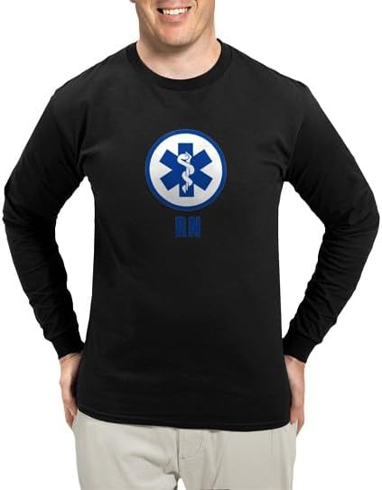 CafePress Registered Nurse Blue Long Sleeve T Shirt Unisex Cotton Long Sleeve T-Shirt - Black