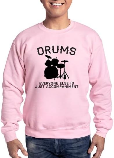 CafePress Drums Sweatshirt Classic Crew Neck Light Sweatshirt - Pink