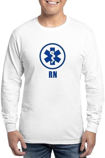 CafePress Registered Nurse Blue Long Sleeve T Shirt Unisex Cotton Long Sleeve T-Shirt - White