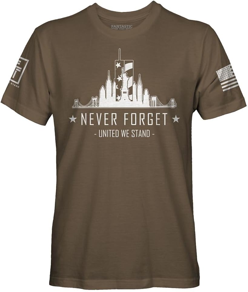 Fantastic Tees Never Forget 9 11 Memorial Men's Patriotic T-Shirt - Savanna Brown - Shirt