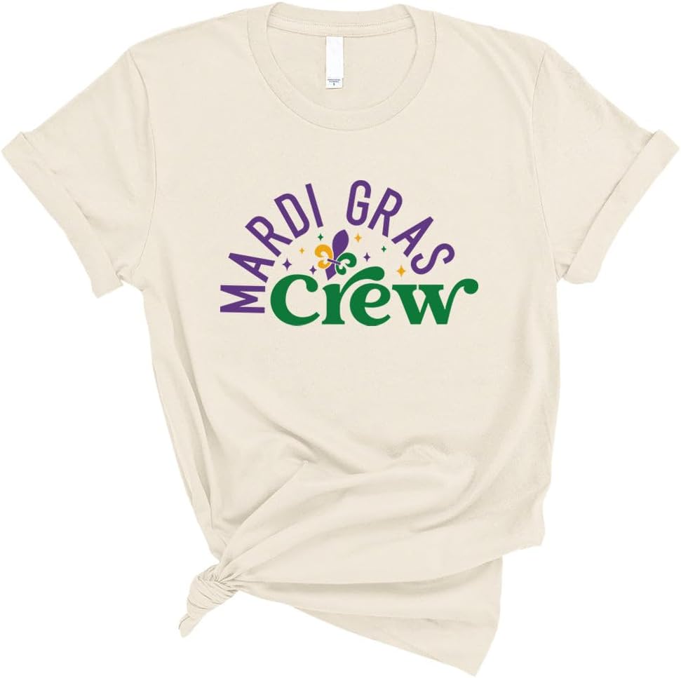 TeesAndTankYou Mardi Gras Crew Shirt Unisex - Natural