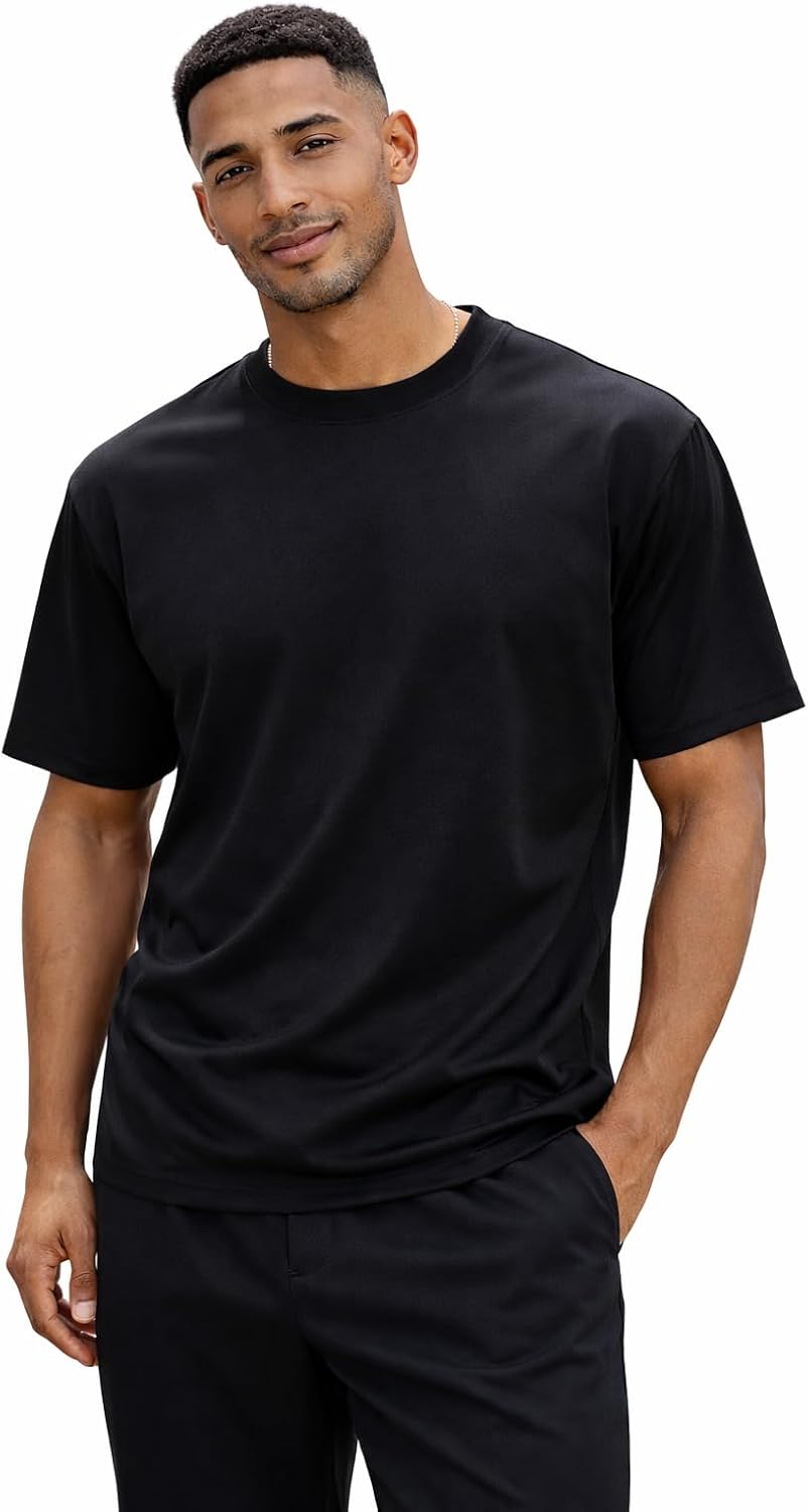 STACY ADAMS Men's Basic Crew Neck T-Shirts - Black
