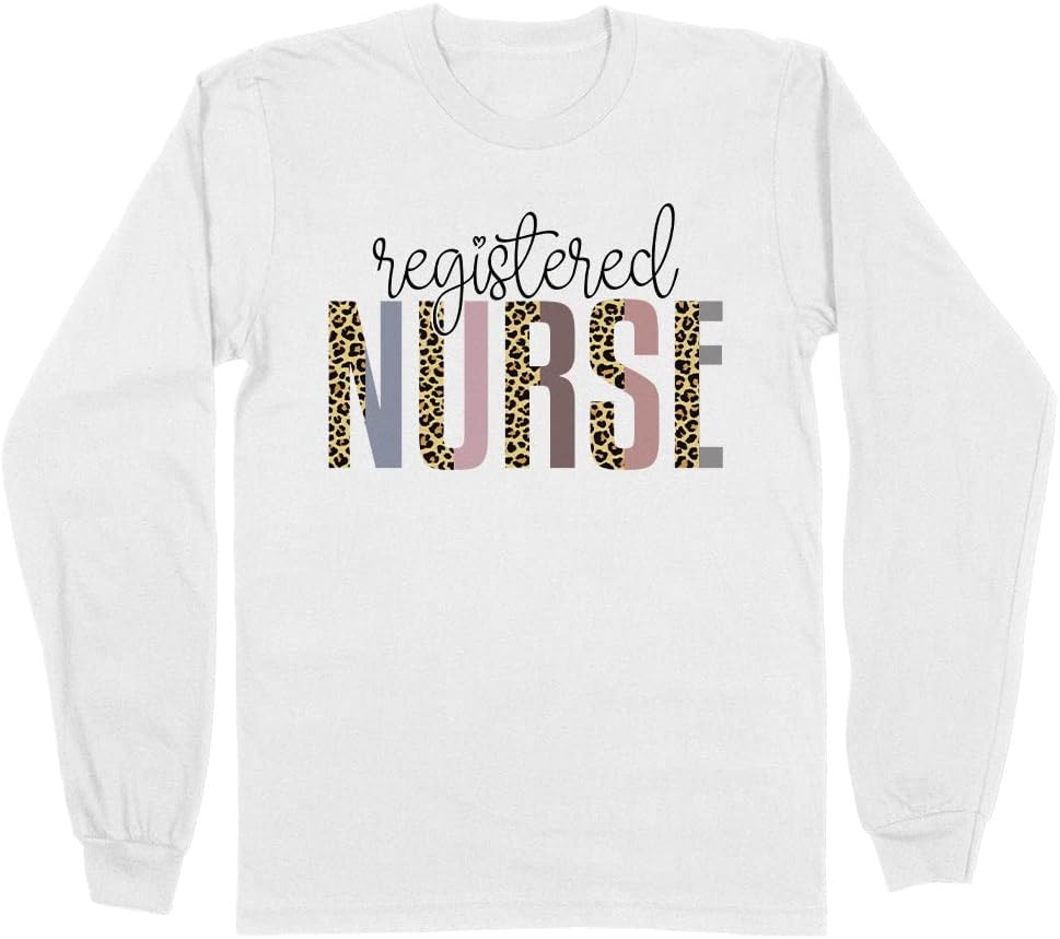 Registered Nurse Leopard Print Long Sleeve Shirt Unisex - White