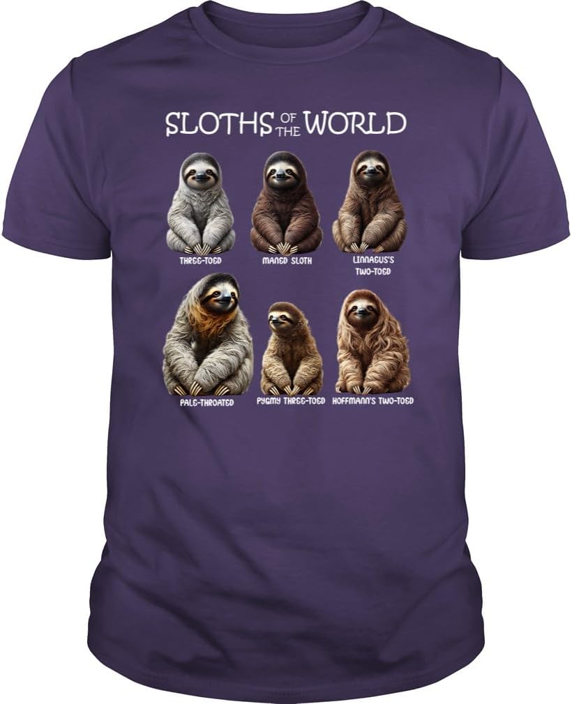 Sloth of The World Animal Lover Unisex T-Shirt - Purple