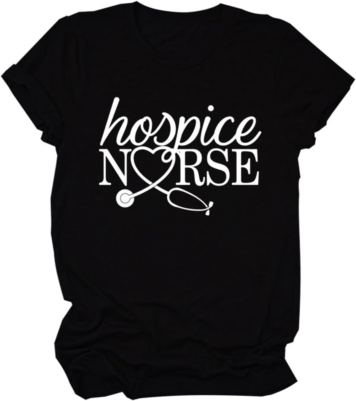 Hospice Nurse Shirts for Women Registered Nurse RN Emergency Nurse T-Shirt Graphic Tees Summer Short Sleeve Tops - Black