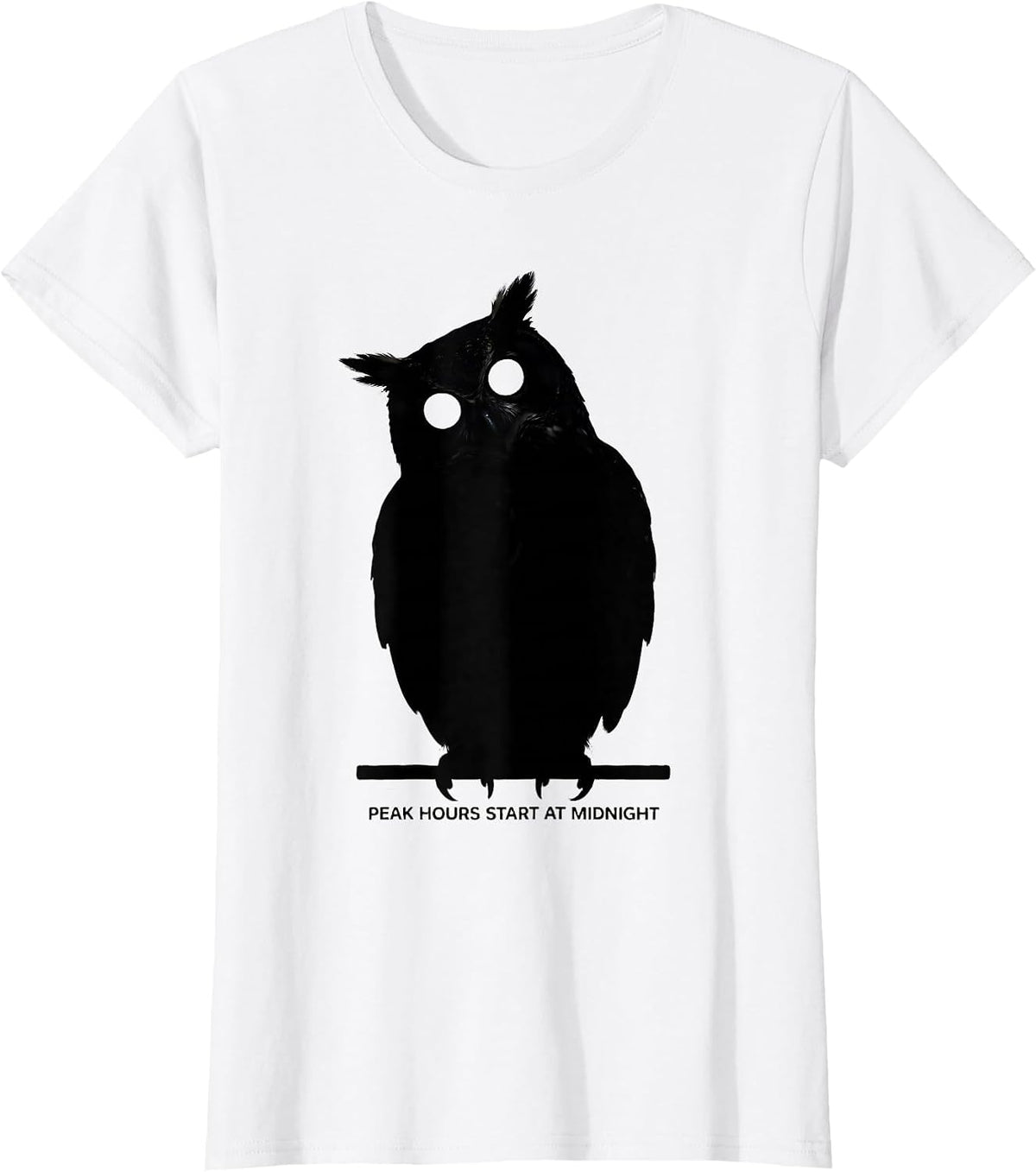 Women's Peak Hours Start At Midnight Funny Owl Lover Retro Humor T-Shirt - White