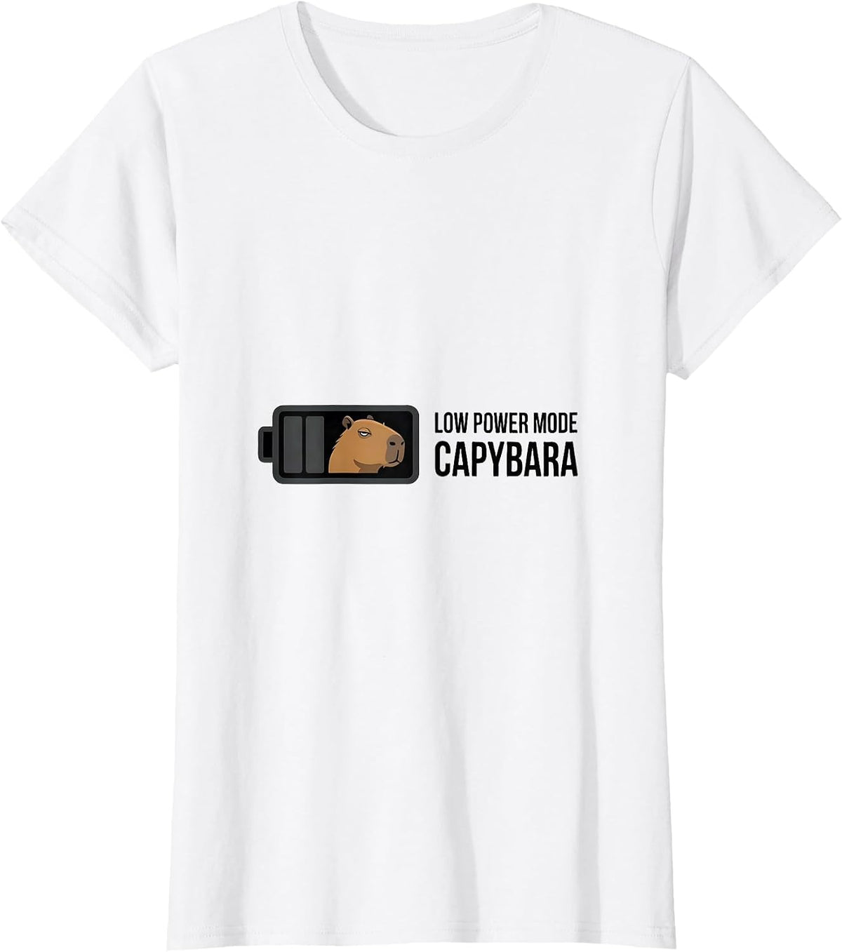 Women's Low Power Mode Capybara Funny Animal Humor Meme T-Shirt - White