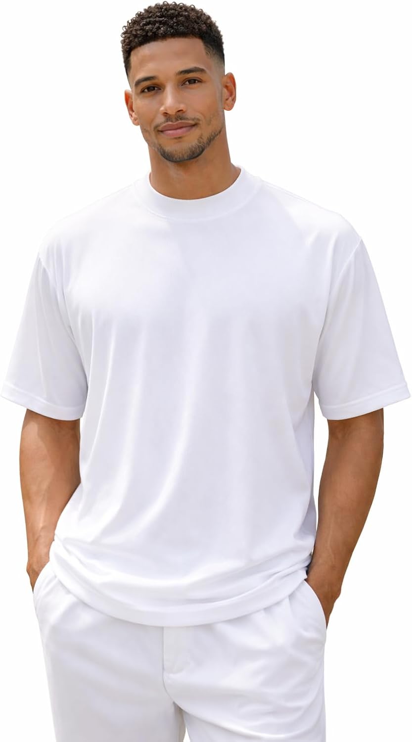STACY ADAMS Men's Basic Crew Neck T-Shirts - White