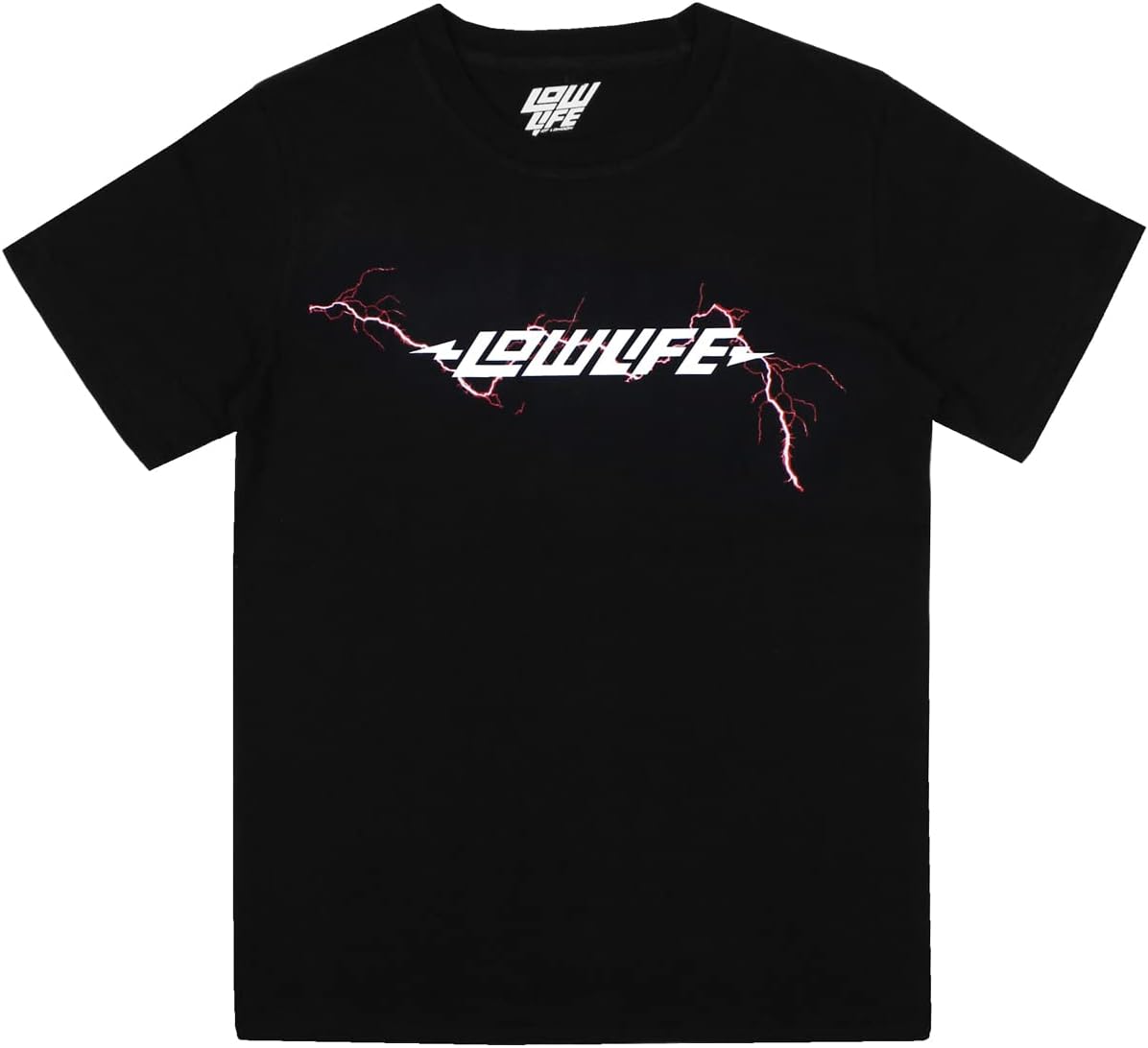 Lowlife Lightning Short Sleeve T-Shirt Classic Punk Style in Black - As Pictured