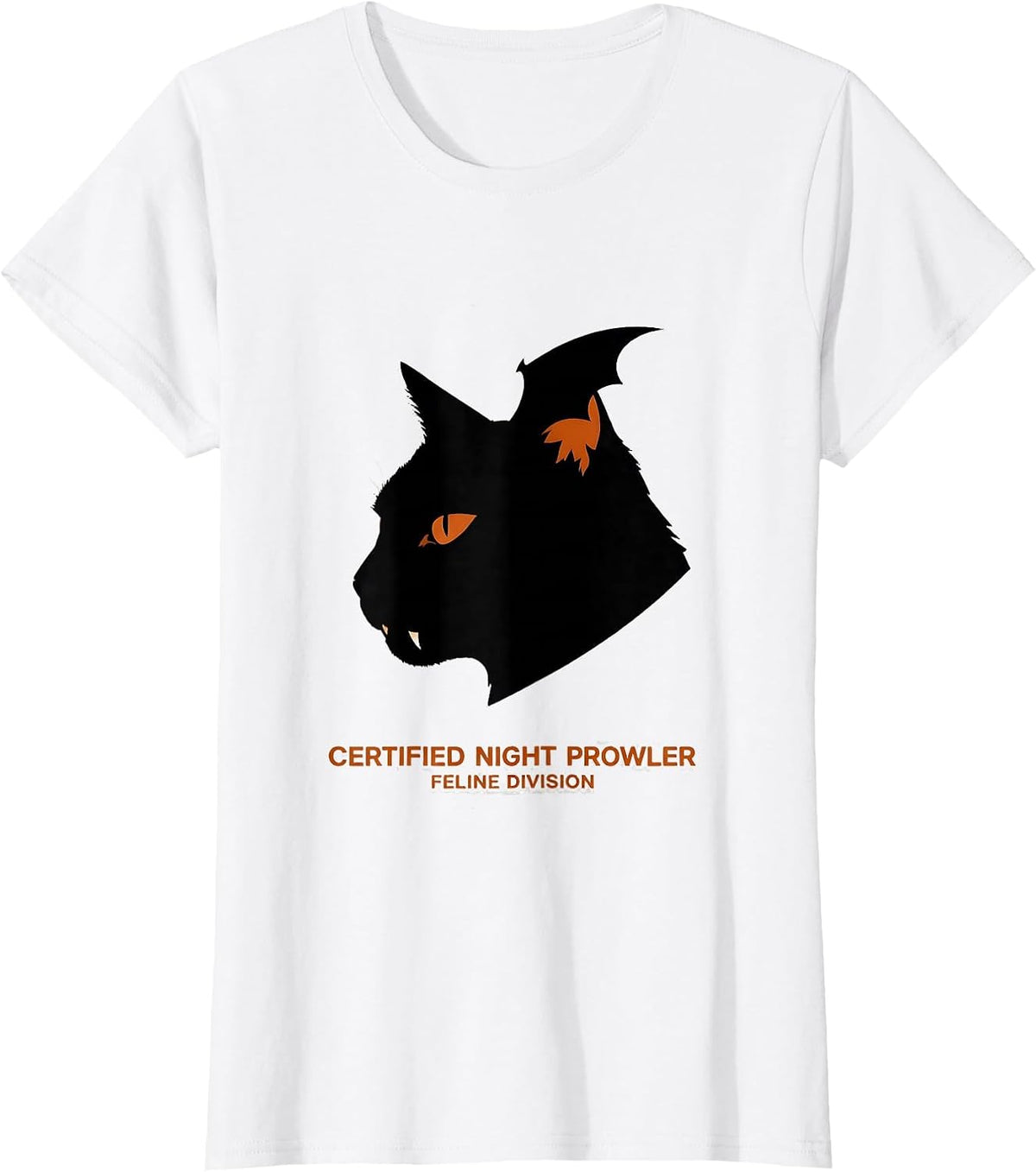 Women's Certified Night Prowler, Feline Division Funny T-Shirt - White