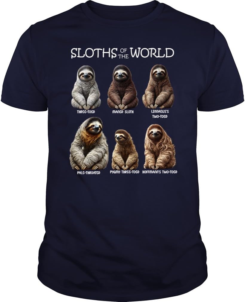 Sloth of The World Animal Lover Unisex T-Shirt - Navy Blue