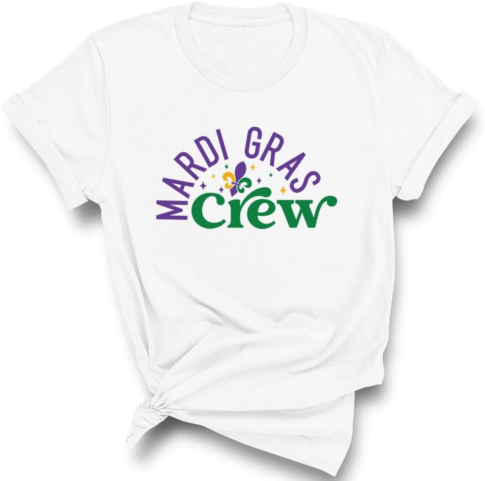 TeesAndTankYou Mardi Gras Crew Shirt Unisex - White