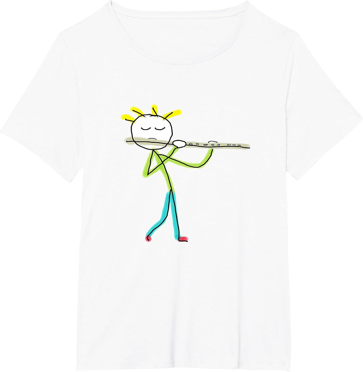 Flute Playing Flautist T-Shirt - White