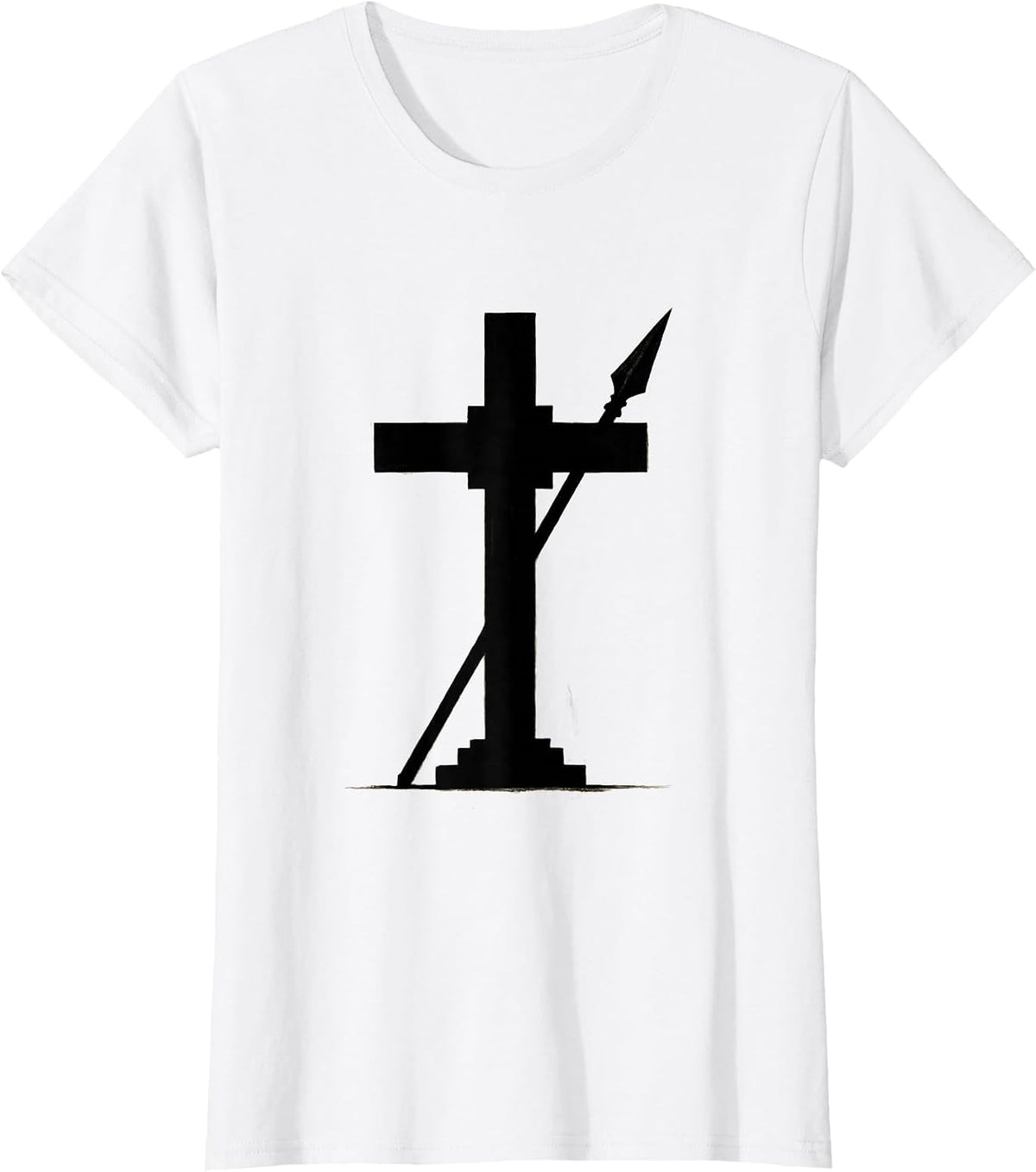 Roman Spear and Cross Christian Faith Graphic T-Shirt - White