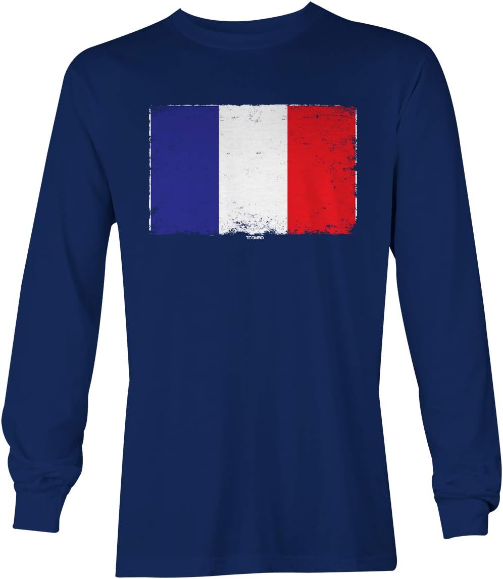 Tcombo France Flag - French Heritage Pride Unisex Long Sleeve Shirt - Navy