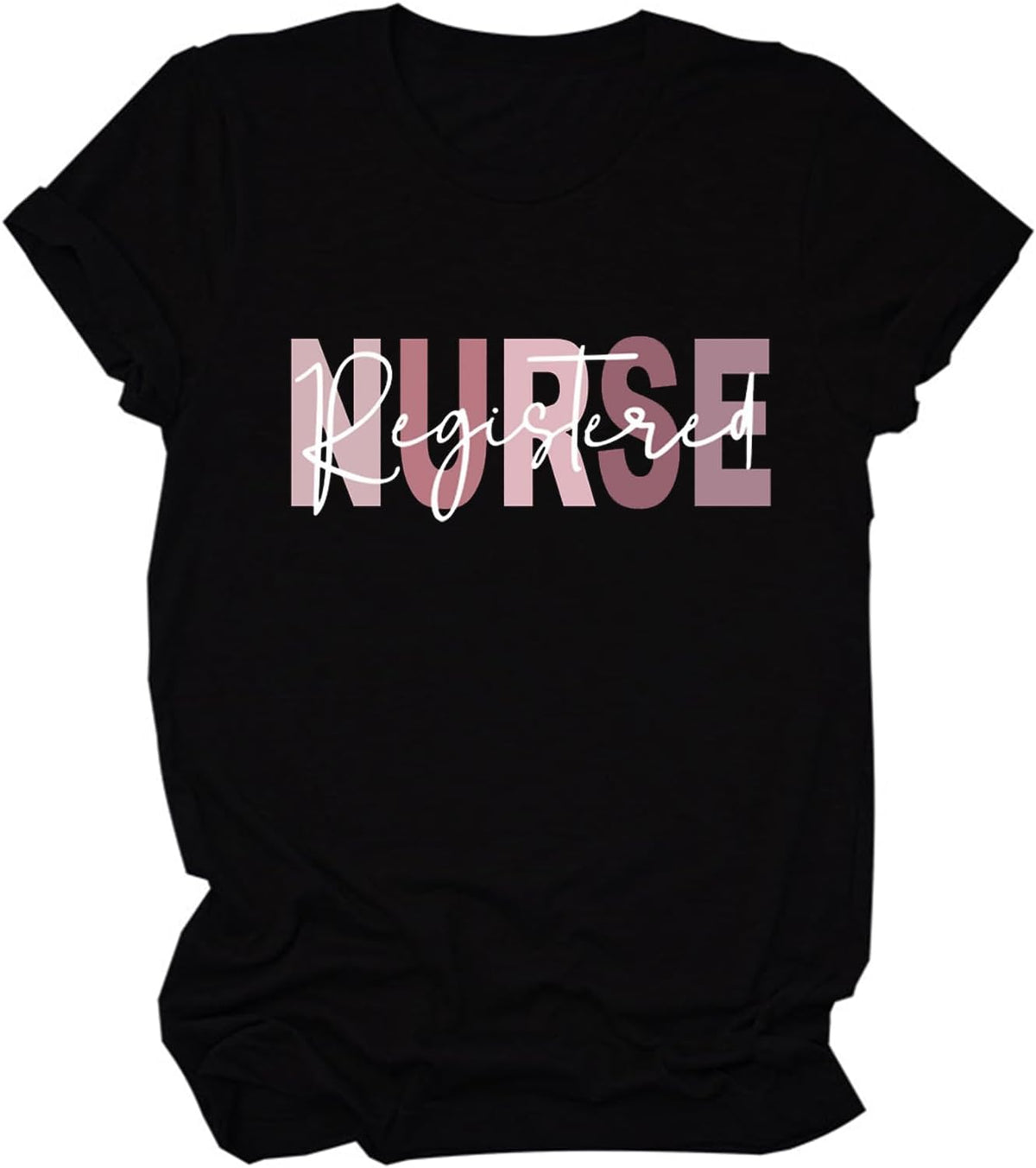 Registered Nurse Shirts for Women RN Nurses Cute Graphic Tees Nursing School T-Shirts Casual Short Sleeve Tops - Black