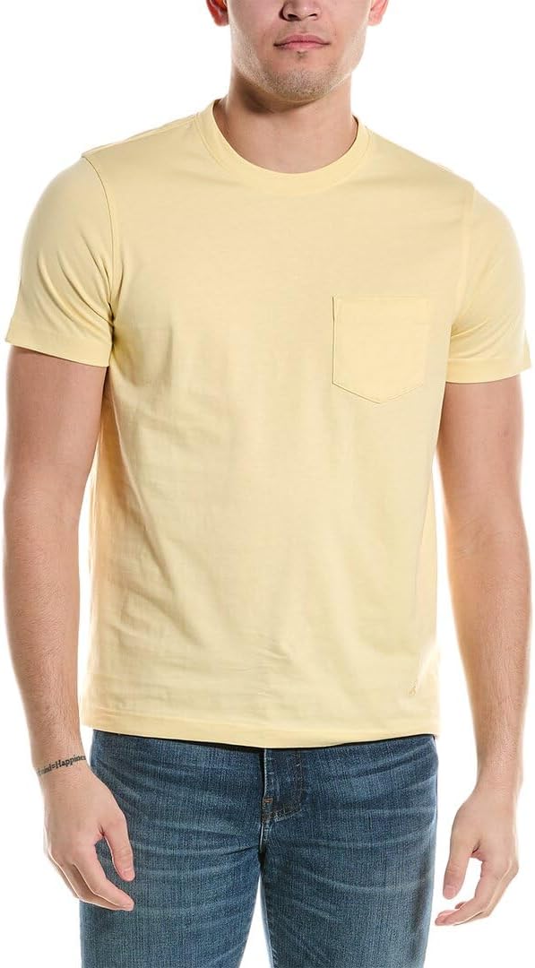 Brooks Brothers Men's All Cotton Golden Fleece Embroidery Crewneck Pocket Tee T-Shirt, - 209366 Pale Yellow