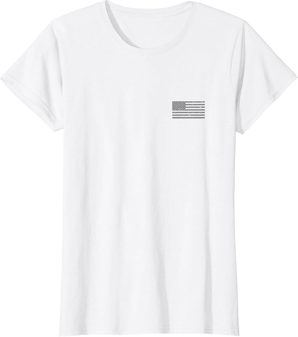 Patriotic Distressed American Flag Left Chest T-Shirt USA T-Shirt - White