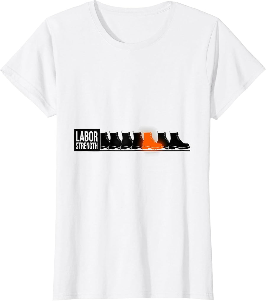 Women's Labor Strength Minimalist Union Worker Solidarity Pride T-Shirt - White