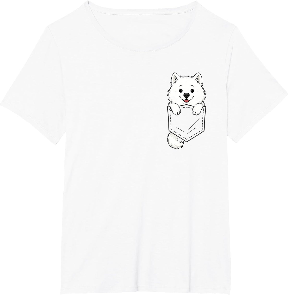 Funny Samoyed Peeking in Pocket Dog Puppy Pet Animal Lover T-Shirt - White