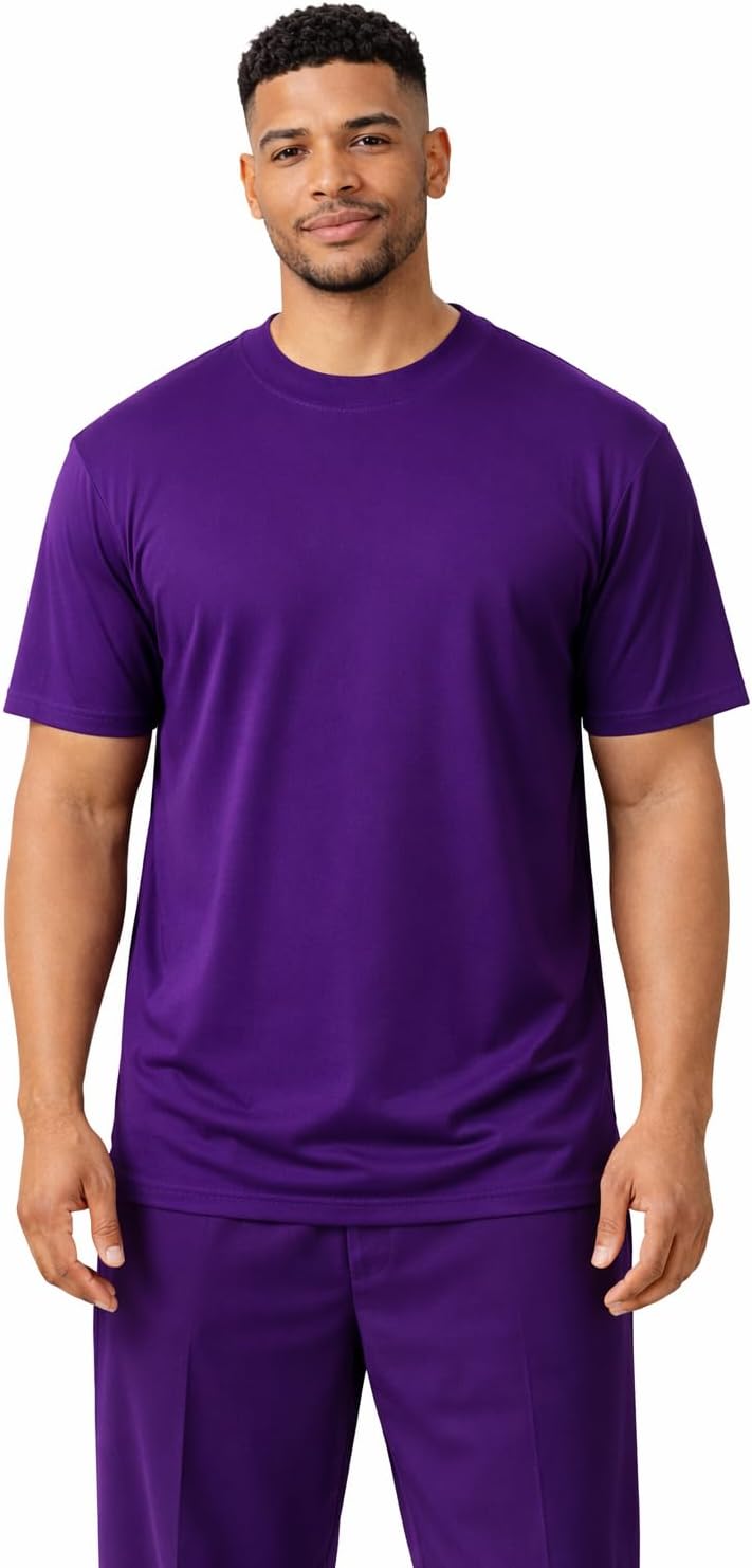 STACY ADAMS Men's Basic Crew Neck T-Shirts - Purple
