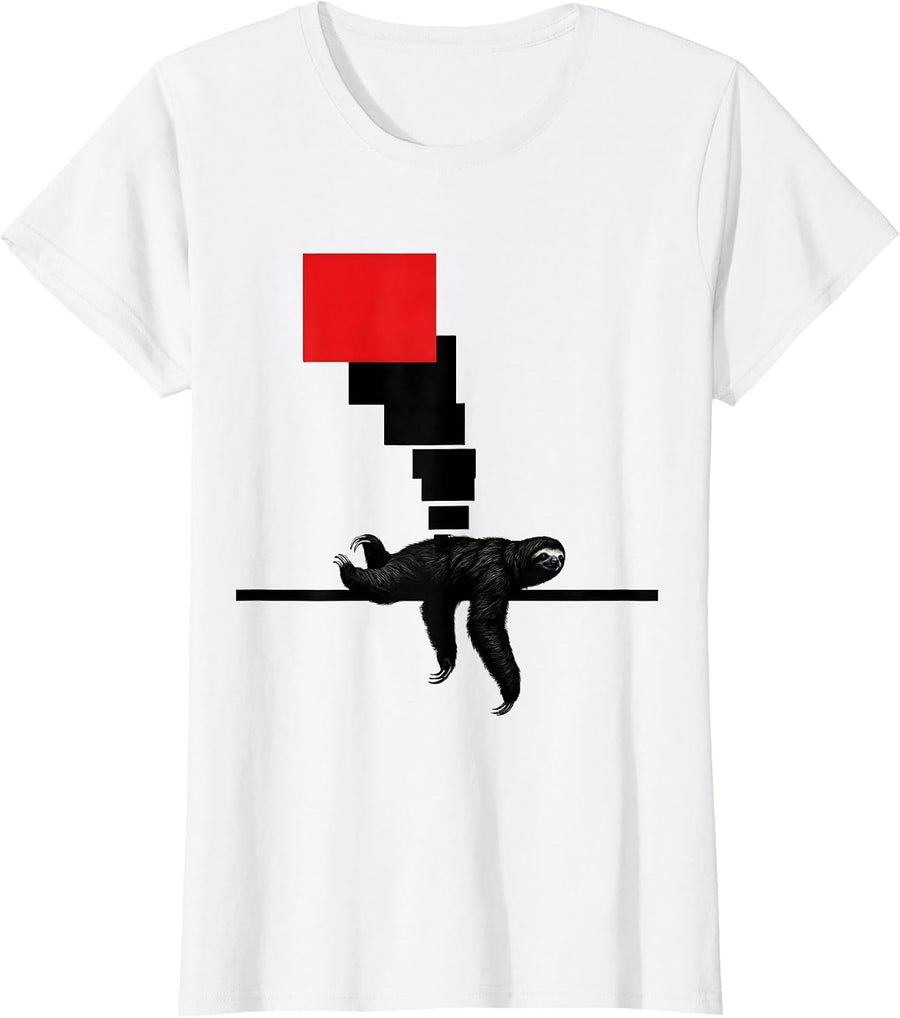 Women's Sloth Silhouette Funny Lazy Humor Sloth Lover Gift T-Shirt - White