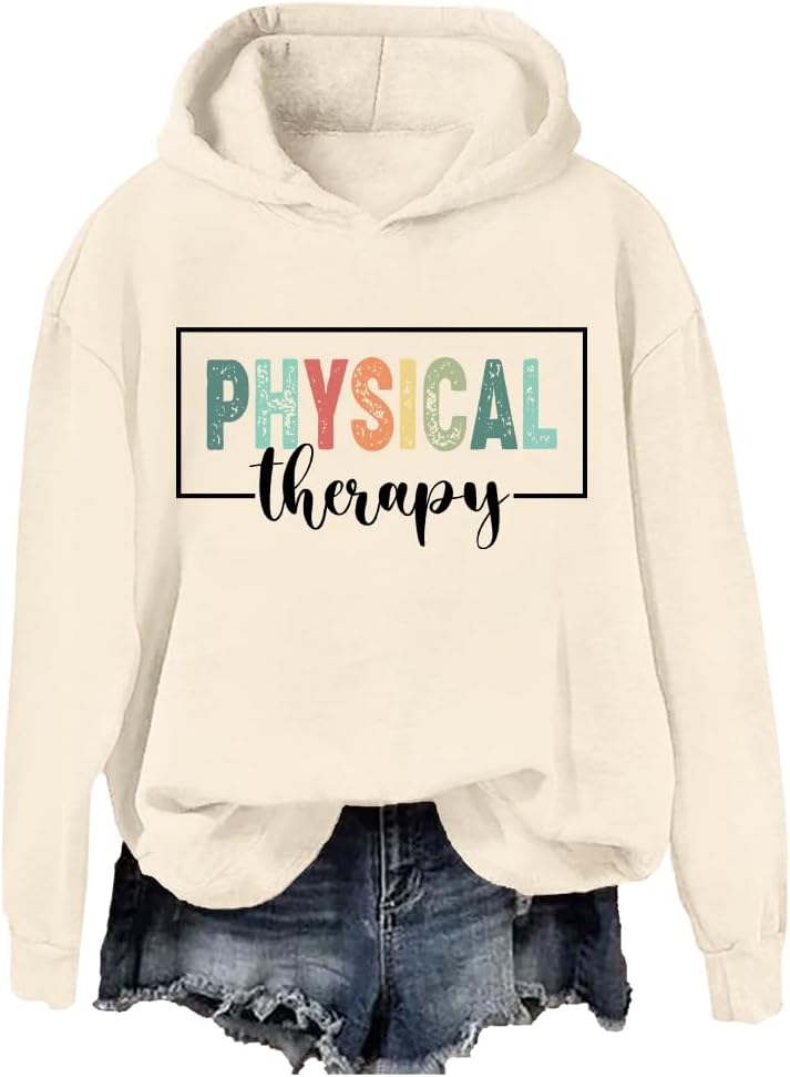 Physical Therapy Sweatshirt Physical Therapist Hoodie Novelty Sweatshirt Long Sleeve Pullover Tops - Creamy Yellow-1
