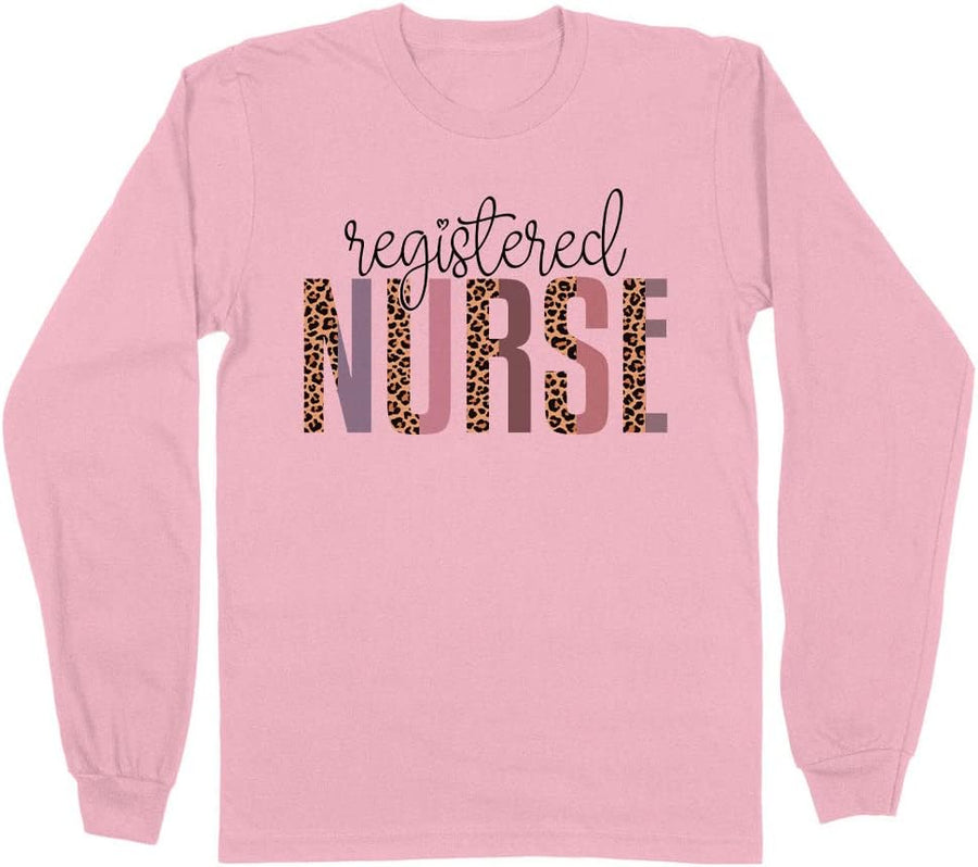 Registered Nurse Leopard Print Long Sleeve Shirt Unisex - Pink