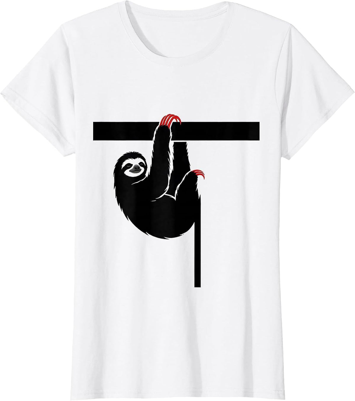 Sloth Hanging Lazy Humor Animal Lover Gift T-Shirt - White
