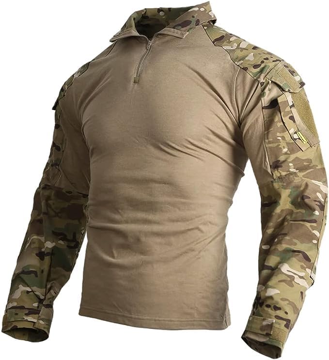 EMERSONGEAR Tactical Men Combat Shirt,Army Airsoft BDU Outdoor Shirt,Paintball Long Sleeve T-Shirt Top - Multi-camo