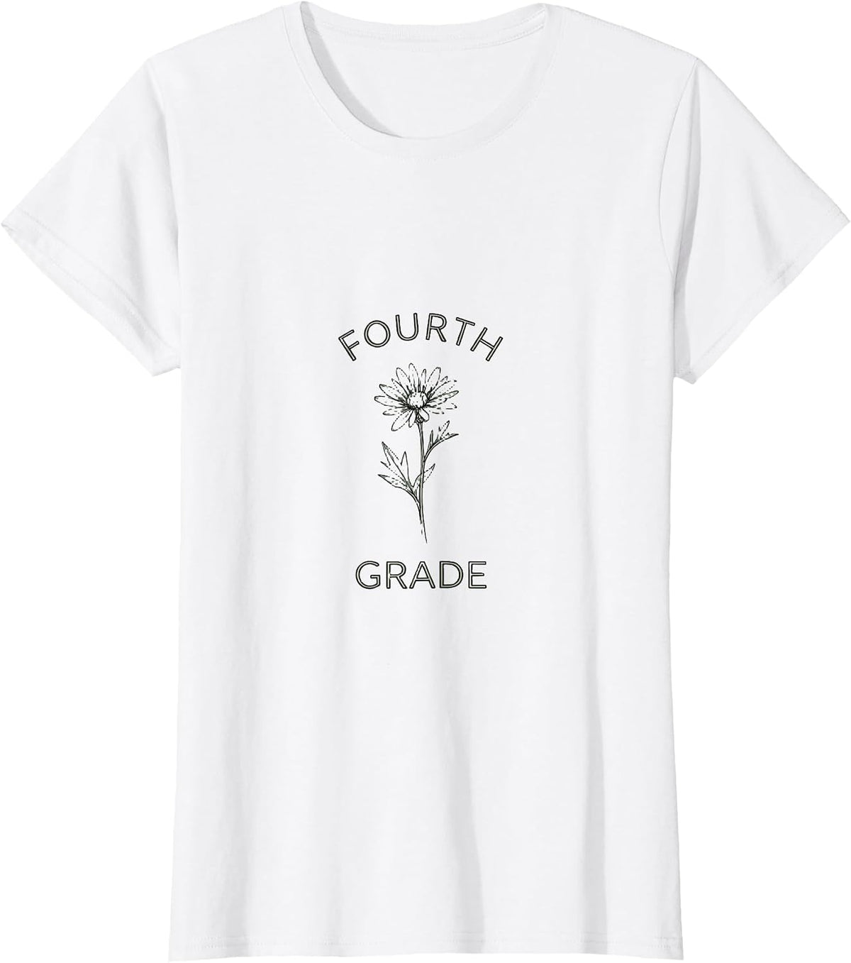 FOURTH GRADE Boho Minimalist Back To School Flower Power T-Shirt - White