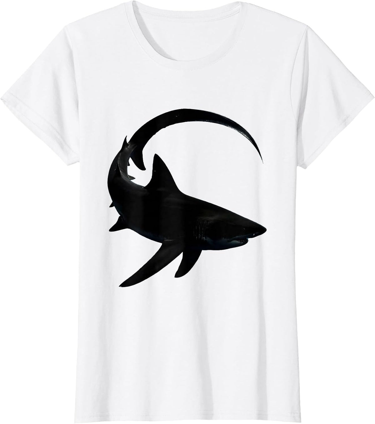 Thresher Shark Long Tail Ocean Wildlife Illustration T-Shirt - White