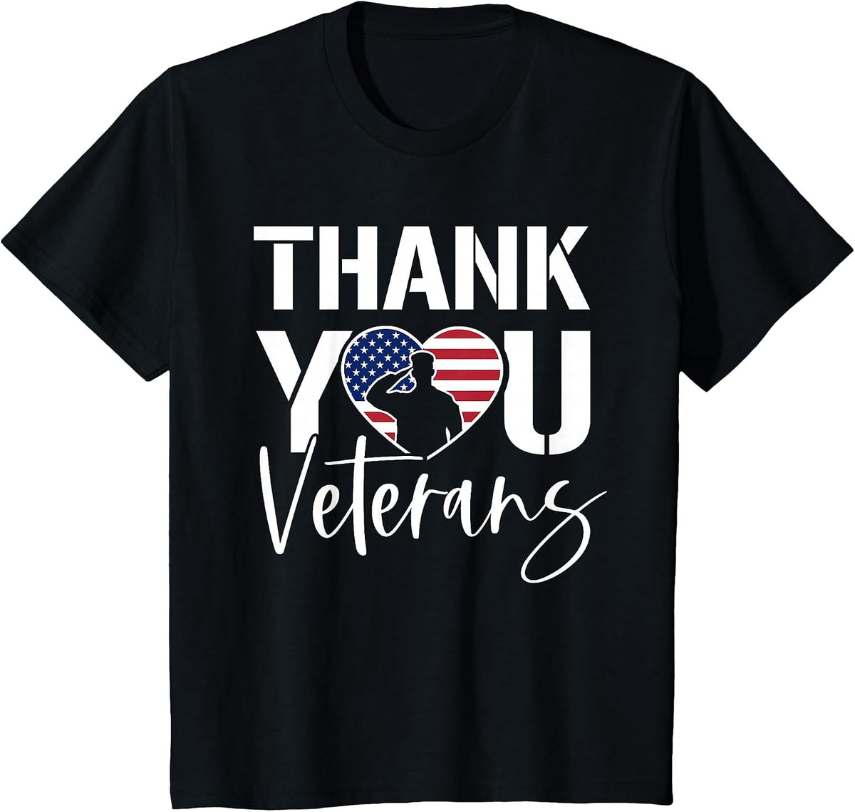 Thank You Veterans Patriotic American Flag Veterans Day 2024 T-Shirt - Black