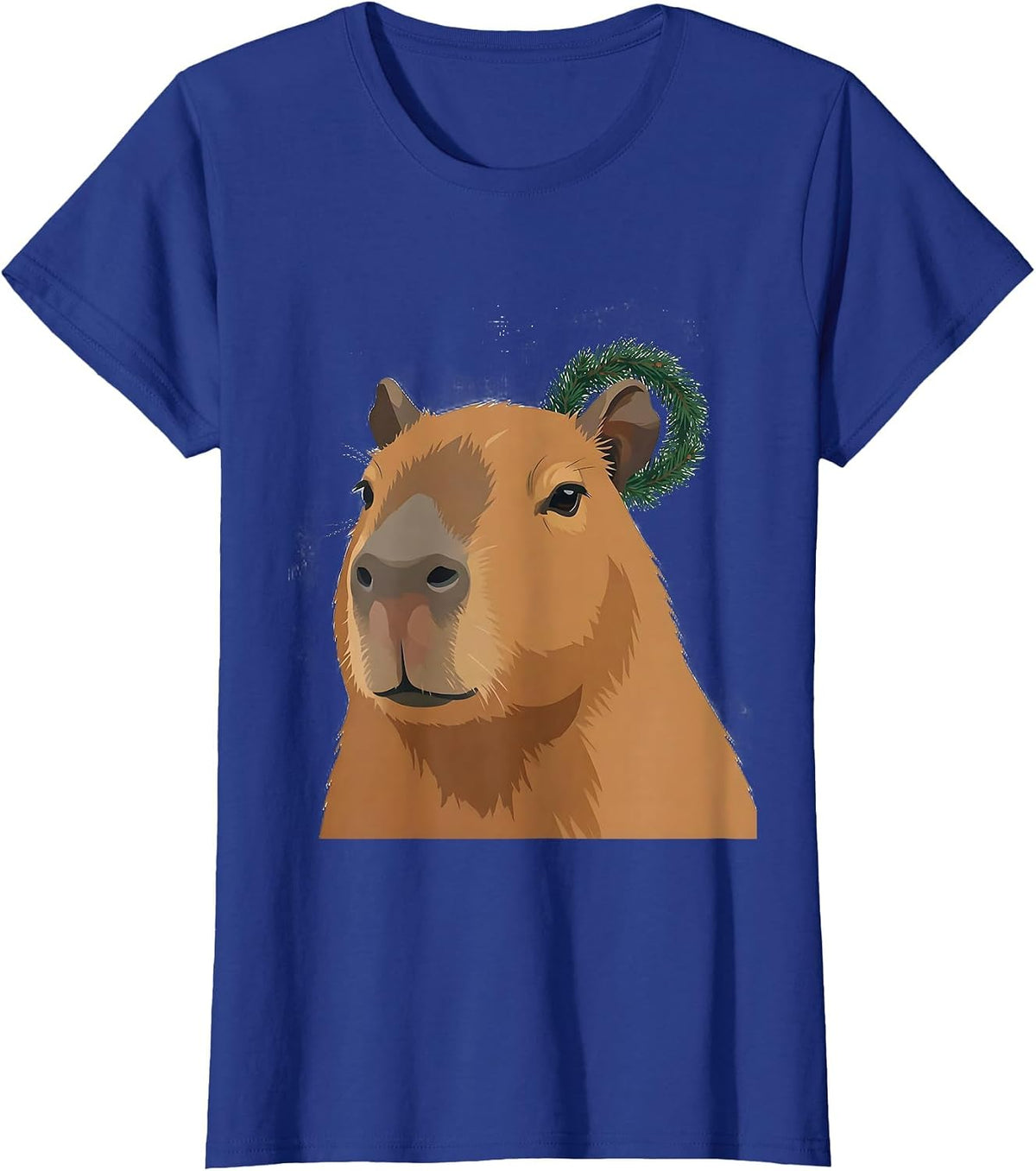 Women's Capybara Christmas Wreath Holiday Animal Lover Humor T-Shirt - Royal Blue