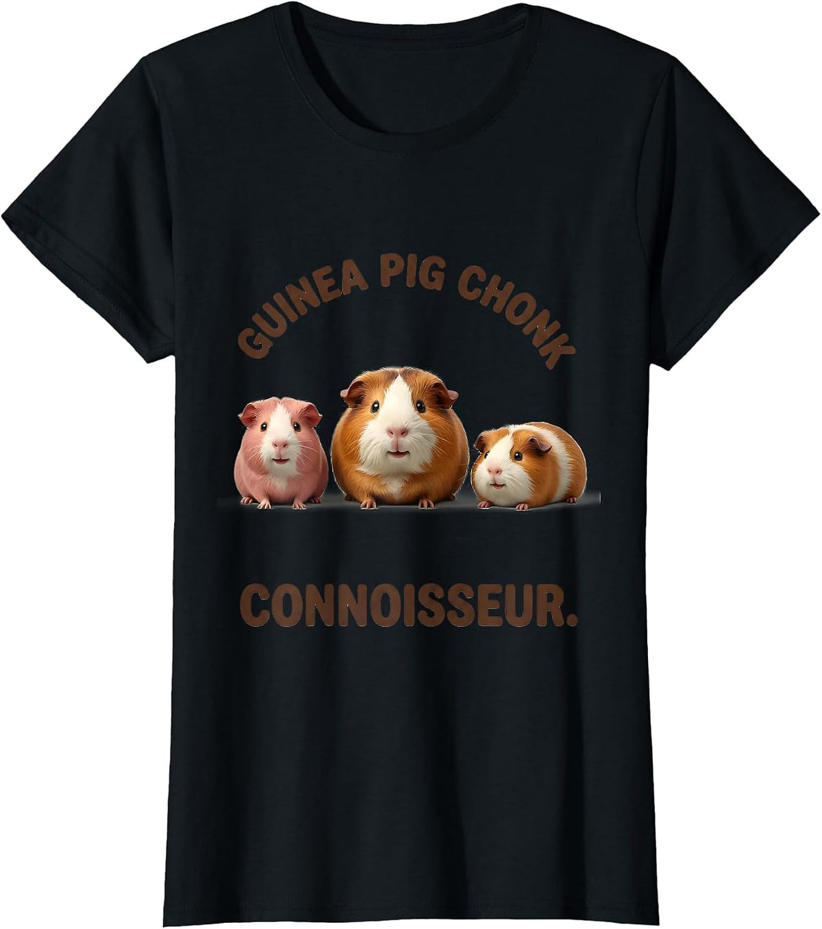 Women's Guinea Pig Chonk Connoisseur Cute Kawaii Pet Lover Humor T-Shirt - Black
