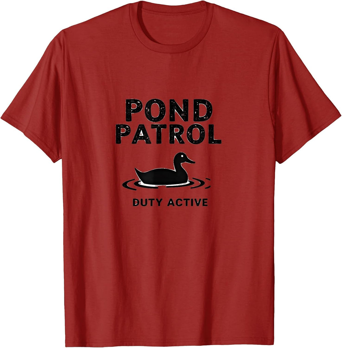 Pond Patrol Duty T-Shirt Active Duck Design T-Shirt - Cranberry Red
