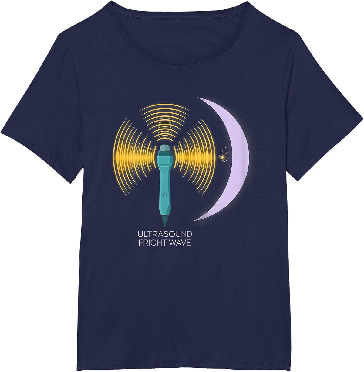 Women's Ultrasound Fright Wave Funny Radiology Tech Halloween T-Shirt - Navy Blue