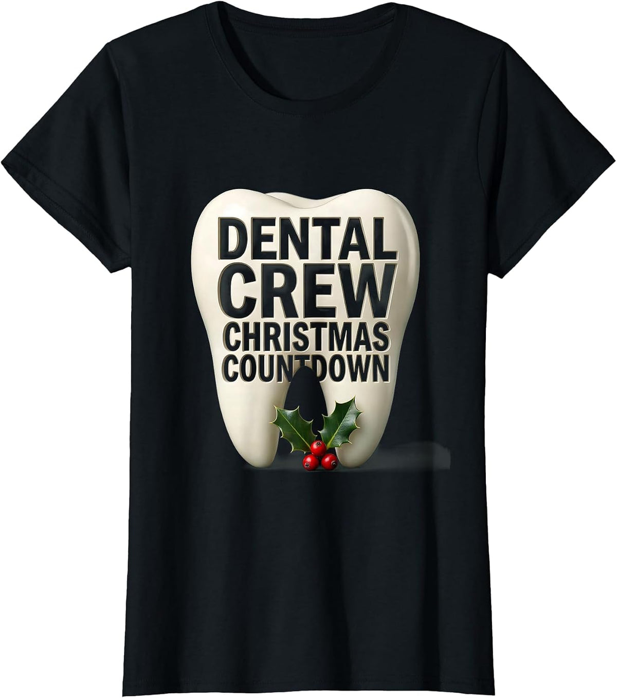 Women's Dental Crew Christmas Countdown Funny Dentist Dental T-Shirt - Black