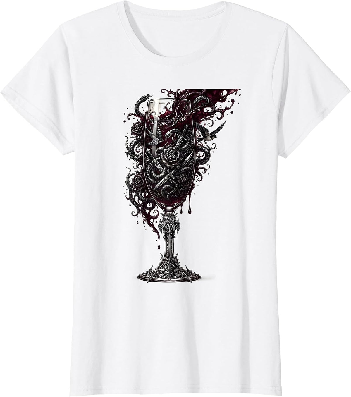 Champagne Glass Tattoo Ink Graphic Design T-Shirt - White