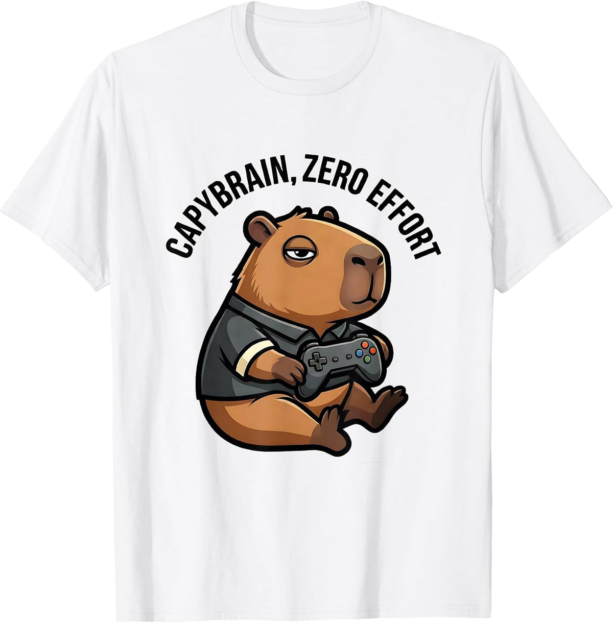 Men's Capybrain Zero Effort Funny Capybara Gamer Meme Humor T-Shirt - White
