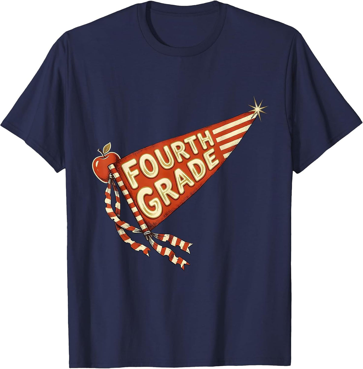 Fourth Grade Sign Painter Showcard Back to School Girl T-Shirt - Navy Blue