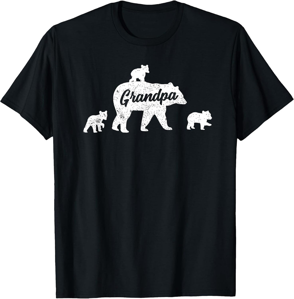 Vintage Grandpa Bear 3 Cubs T-Shirt - Black